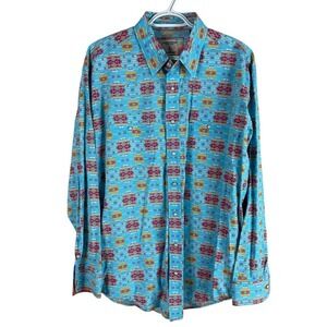 Panhandle Slim Rough Stock Mens Pearl Snap Western Shirt Southwest Aztec Large‎